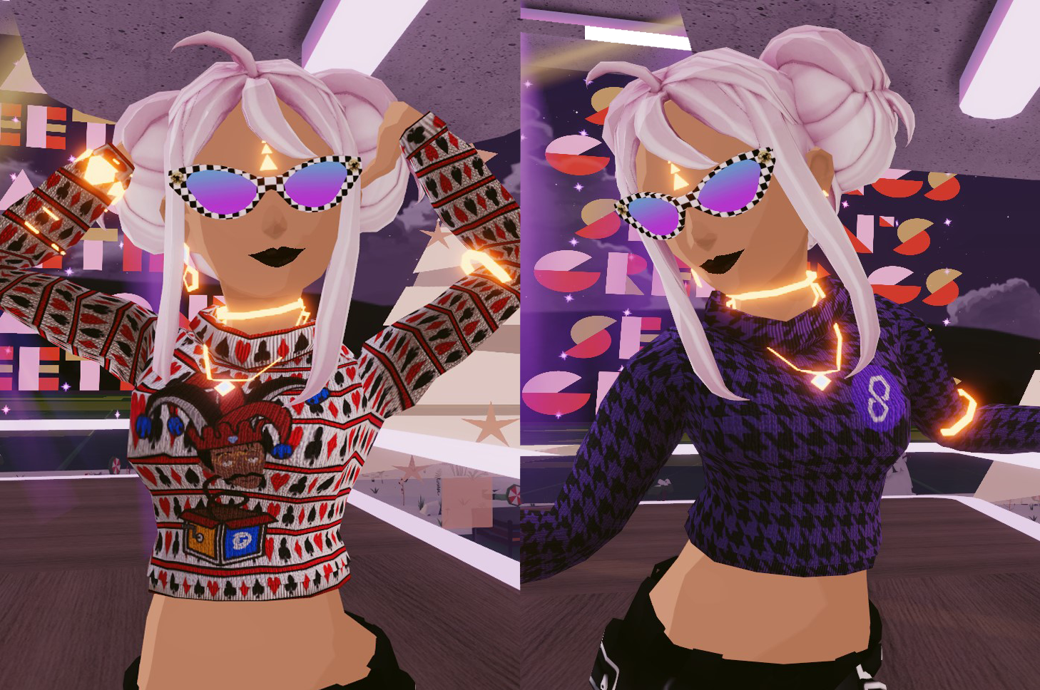 Tangpoko wearing holiday sweaters