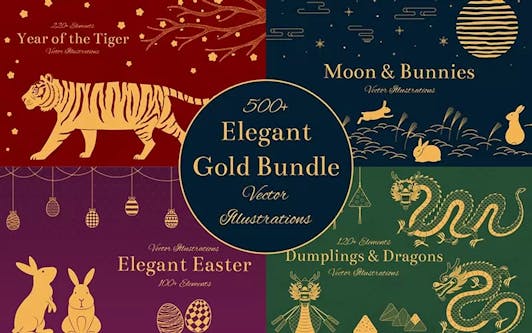 Elegant Gold Illustrations Bundle