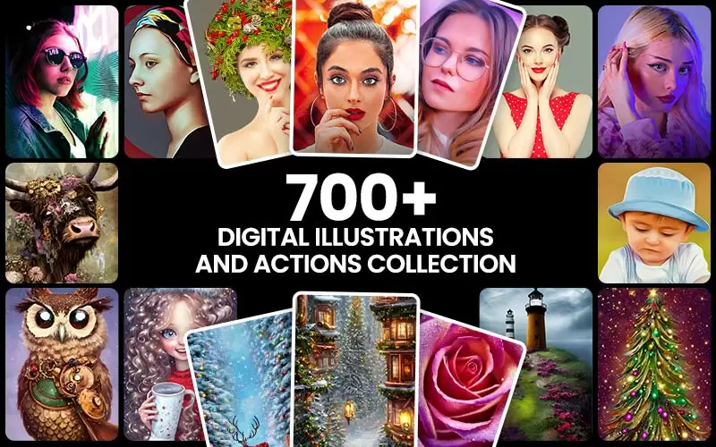 700+ Digital Illustrations and Actions Collection