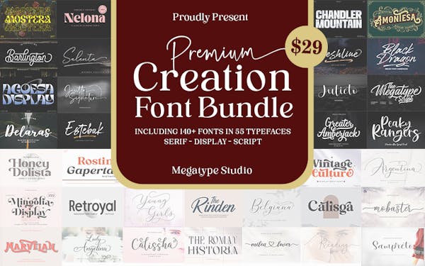 143 Premium Fonts Bundle