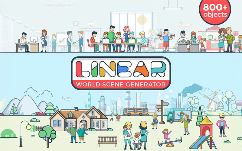 Linear World Scene Generator – 800+ Illustrations