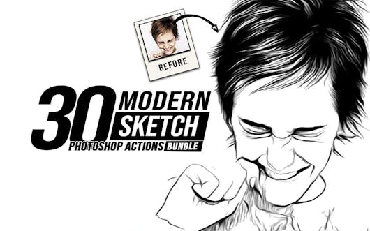 30 Modern Sketch Photoshop Actions