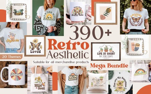 390+ Vintage Tshirt Designs Bundle