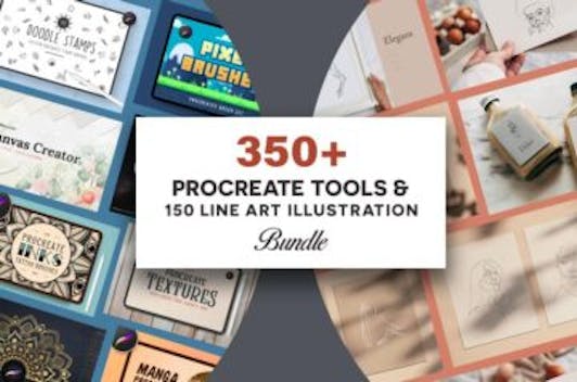 350+ Procreate Tools & 150 Line Art Illustrations