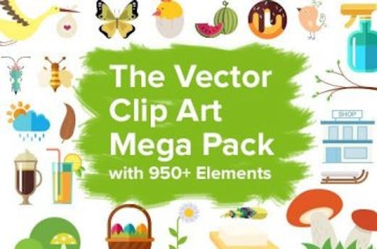 The Vector Clip Art Mega Pack with 950+ Elements