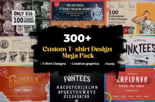 300+ Custom T-shirt Designs Mega Pack