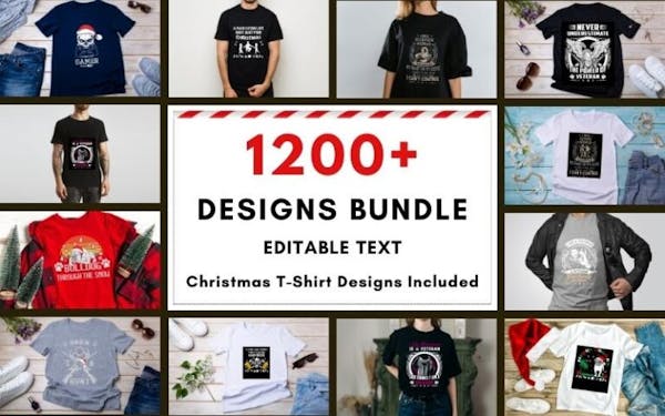 1,200+ Editable Cool T-Shirt Designs Bundle