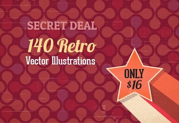 Secret Deal: 140 Retro Vector Illustrations