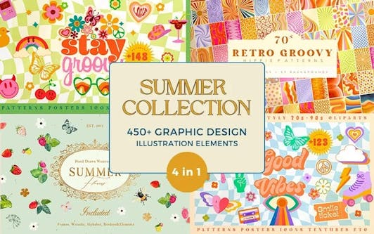 Summer Collection: 450+ Graphic Design Illustration Elements