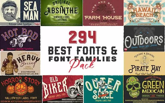 294 Best Fonts & Font Families Pack