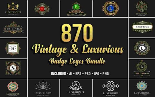 870 Vintage and Luxurious Badge Logos