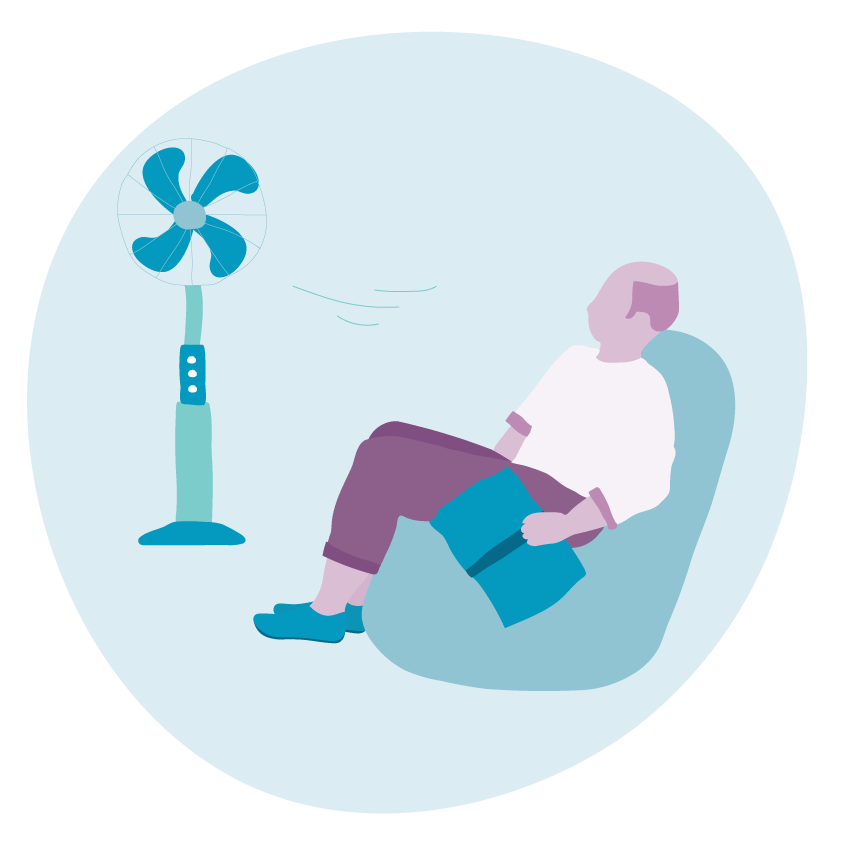 Email Image: A seated person in front of a fan holds an open book