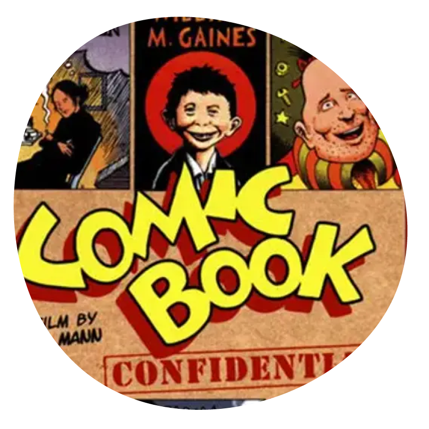 Email Image: Older-style comic book images and text saying Comic Book Confidential, taken from the film promotion.