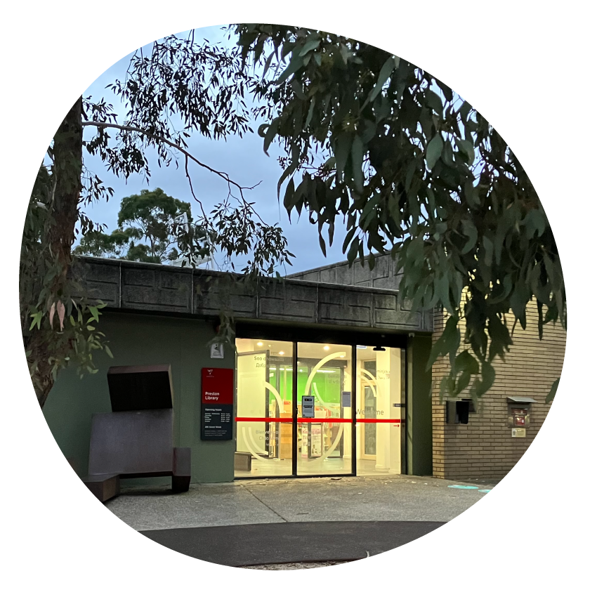 External image of Preston library at dusk 