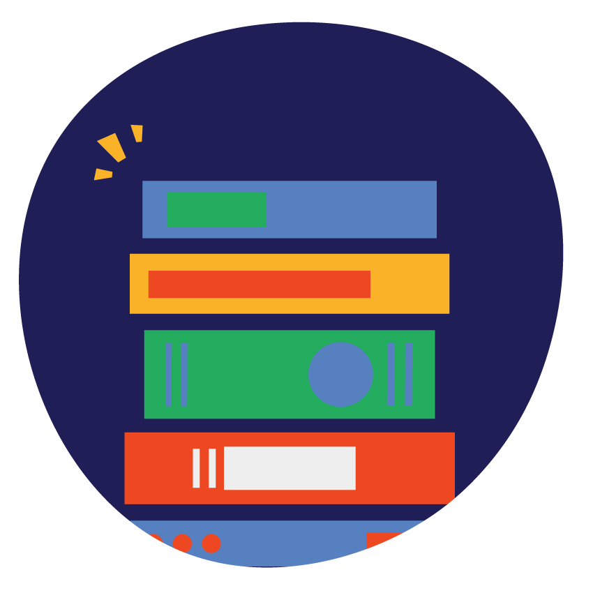 Email Image: Colourful graphic of a pile of books