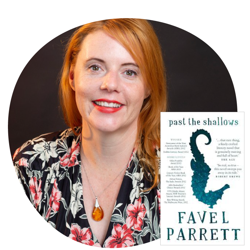 Image: Author Favel Parrett. Inset, the cover of Favel's book Past the Shallows.