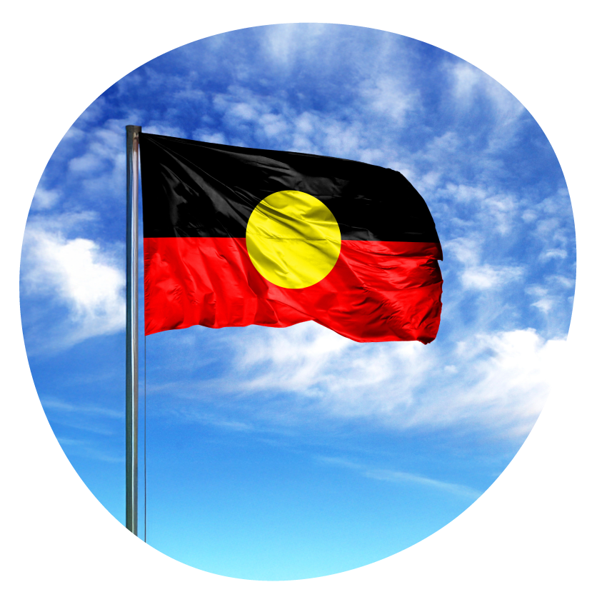 Email Image: Aboriginal flag against a cloudy blue sky
