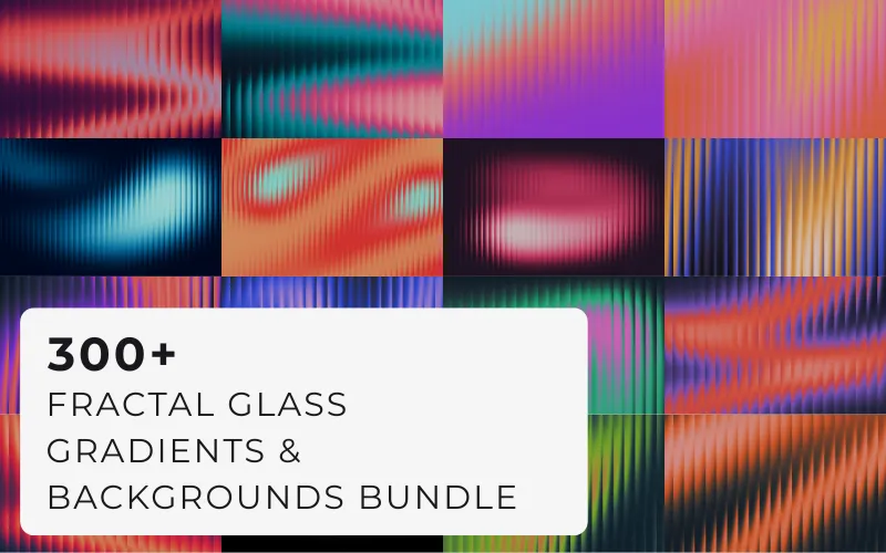 300+ Fractal Glass Gradients & Backgrounds Bundle