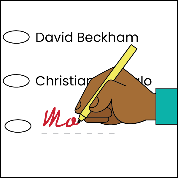 Illustration of writing in a vote