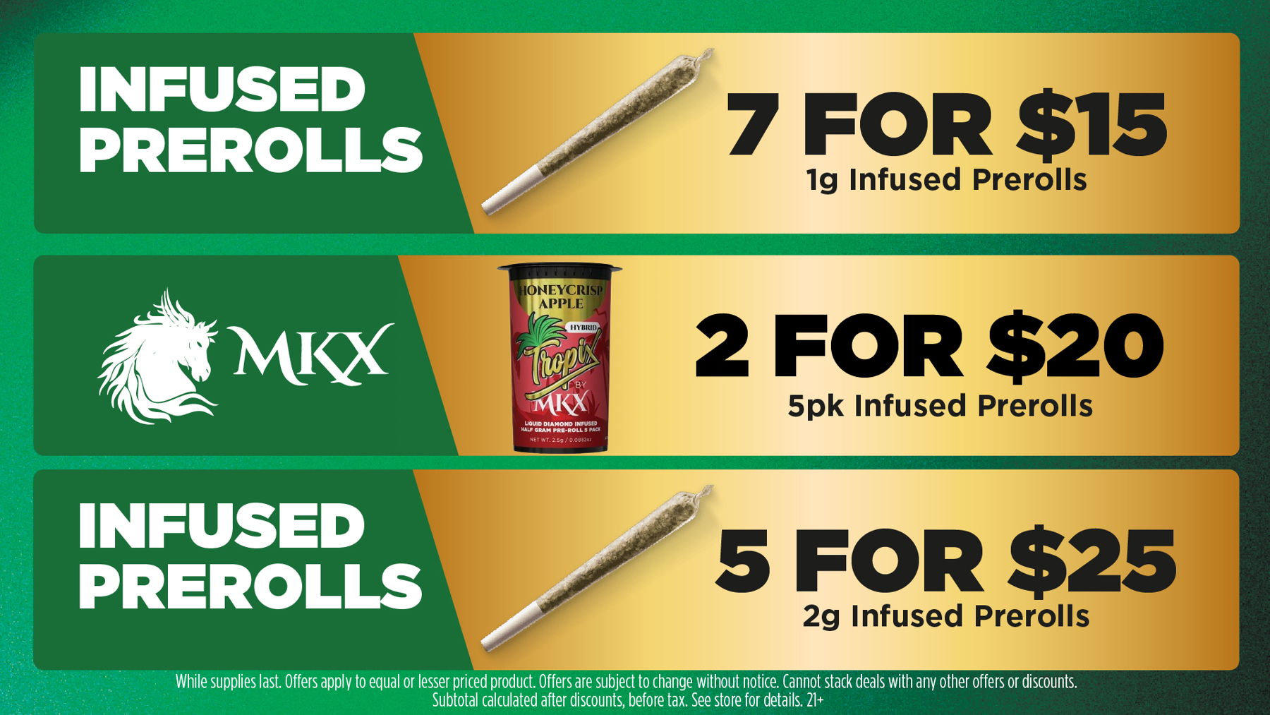 Mac Pharms Bundle	1g Cart, 200mg Gummy, 1g Concentrate, 1g Infused PR.	$34.99 Gold Tier Bundle	"1 Gold Tier 3.5g, (2) 1g Crude Boys/Drip Cart,  (2) 200mg Choice Chews, (2) 1g Paisley Trees PR"	$59.99 Silver Tier Bundle	1 Silver Tier 3.5g, 1g Common Citizen Wax, 200mg MKX Gummy, 1 Fire Styxx Infused PR	$39.99