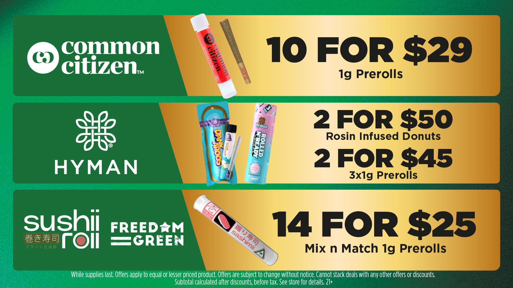 Mac Pharms Bundle	1g Cart, 200mg Gummy, 1g Concentrate, 1g Infused PR.	$34.99 Gold Tier Bundle	"1 Gold Tier 3.5g, (2) 1g Crude Boys/Drip Cart,  (2) 200mg Choice Chews, (2) 1g Paisley Trees PR"	$59.99 Silver Tier Bundle	1 Silver Tier 3.5g, 1g Common Citizen Wax, 200mg MKX Gummy, 1 Fire Styxx Infused PR	$39.99