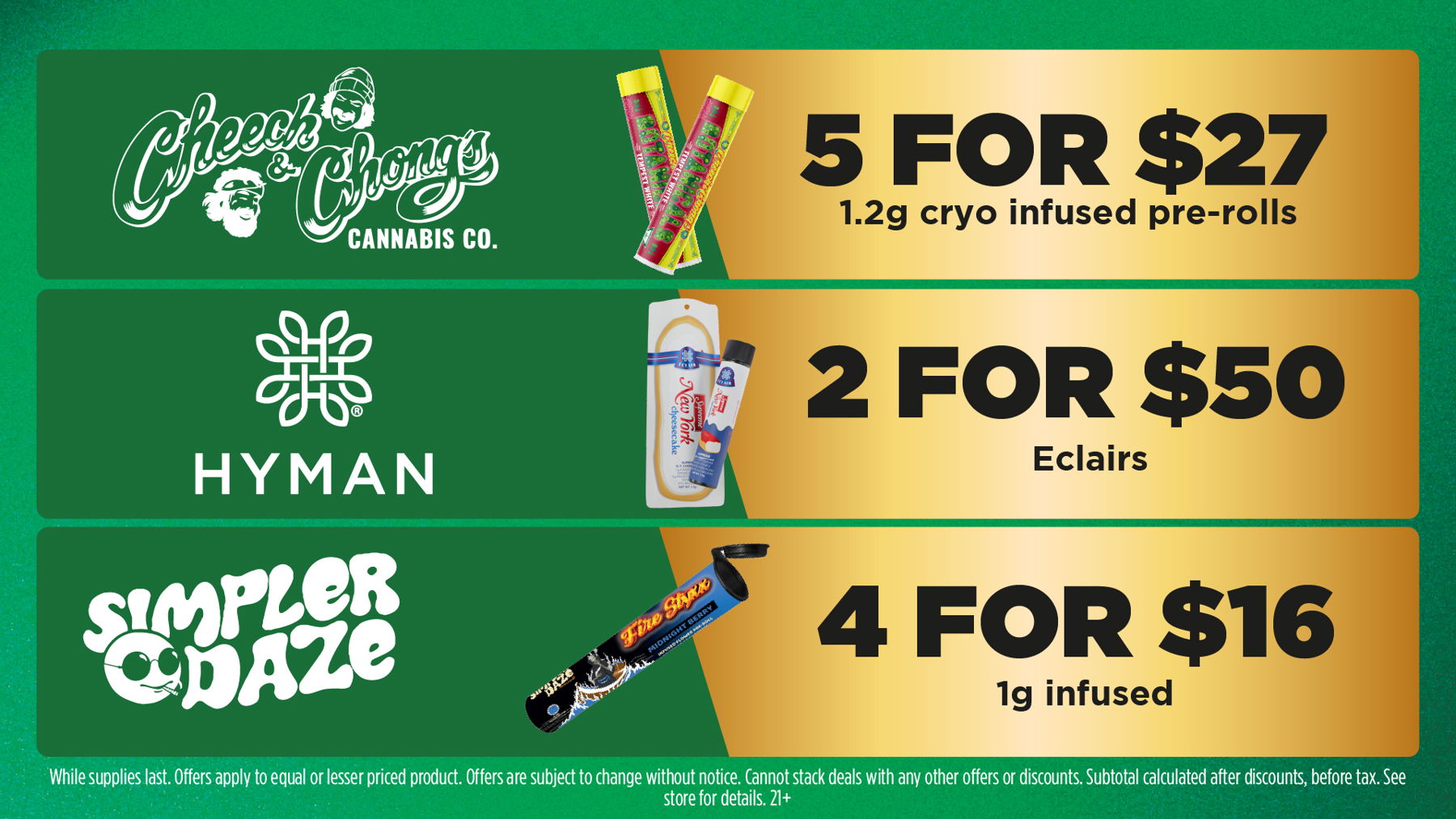 Mac Pharms Bundle	1g Cart, 200mg Gummy, 1g Concentrate, 1g Infused PR.	$34.99 Gold Tier Bundle	"1 Gold Tier 3.5g, (2) 1g Crude Boys/Drip Cart,  (2) 200mg Choice Chews, (2) 1g Paisley Trees PR"	$59.99 Silver Tier Bundle	1 Silver Tier 3.5g, 1g Common Citizen Wax, 200mg MKX Gummy, 1 Fire Styxx Infused PR	$39.99