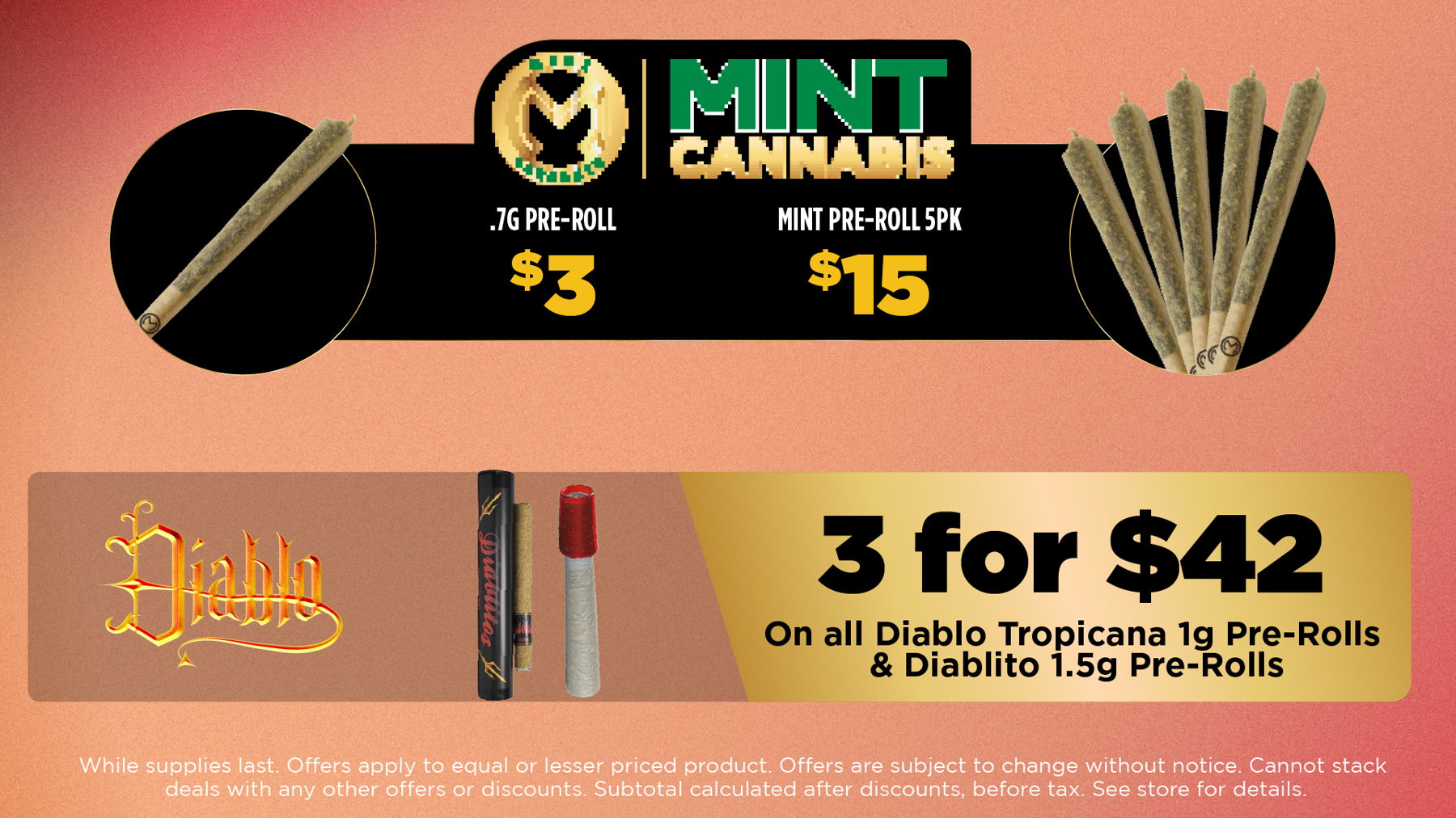 Wildflower Wednesday	Mix and Match 5g of Flower from Same Tier for Price of an Eighth. (Bronze, Silver, Gold, Plainum)