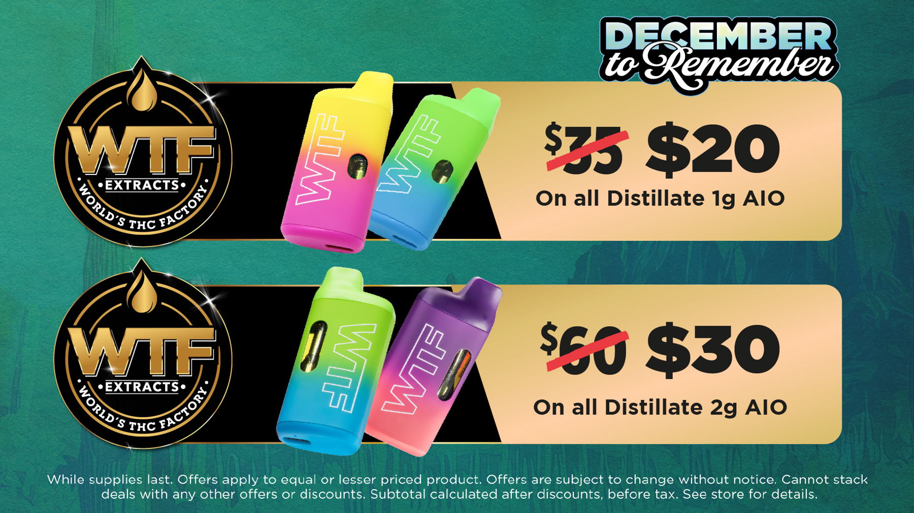 Wildflower Wednesday	Mix and Match 5g of Flower from Same Tier for Price of an Eighth. (Bronze, Silver, Gold, Plainum)