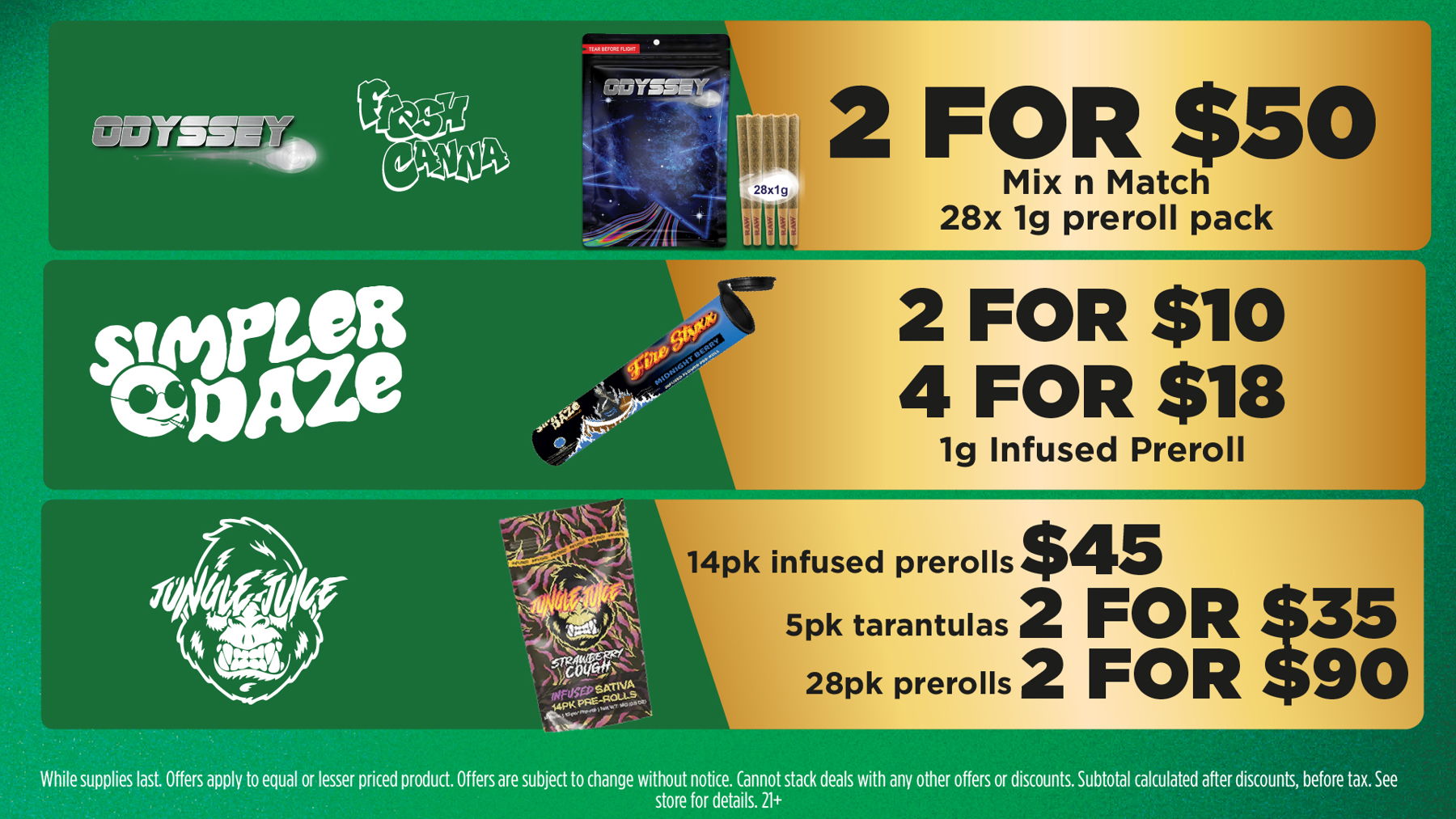 Mac Pharms Bundle	1g Cart, 200mg Gummy, 1g Concentrate, 1g Infused PR.	$34.99 Gold Tier Bundle	"1 Gold Tier 3.5g, (2) 1g Crude Boys/Drip Cart,  (2) 200mg Choice Chews, (2) 1g Paisley Trees PR"	$59.99 Silver Tier Bundle	1 Silver Tier 3.5g, 1g Common Citizen Wax, 200mg MKX Gummy, 1 Fire Styxx Infused PR	$39.99