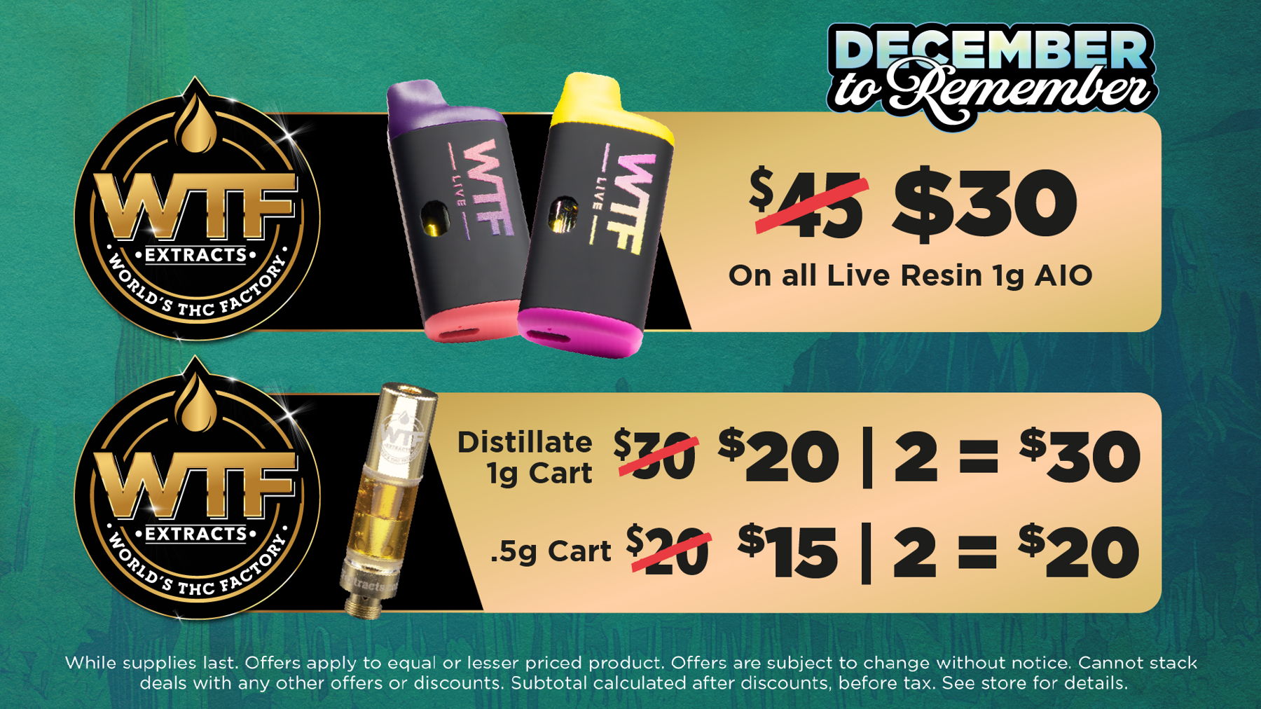 Wildflower Wednesday	Mix and Match 5g of Flower from Same Tier for Price of an Eighth. (Bronze, Silver, Gold, Plainum)