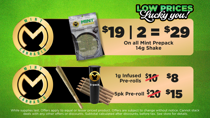 Wildflower Wednesday	Mix and Match 5g of Flower from Same Tier for Price of an Eighth. (Bronze, Silver, Gold, Plainum)