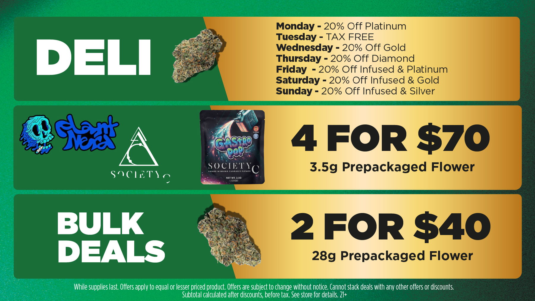 Mac Pharms Bundle	1g Cart, 200mg Gummy, 1g Concentrate, 1g Infused PR.	$34.99 Gold Tier Bundle	"1 Gold Tier 3.5g, (2) 1g Crude Boys/Drip Cart,  (2) 200mg Choice Chews, (2) 1g Paisley Trees PR"	$59.99 Silver Tier Bundle	1 Silver Tier 3.5g, 1g Common Citizen Wax, 200mg MKX Gummy, 1 Fire Styxx Infused PR	$39.99