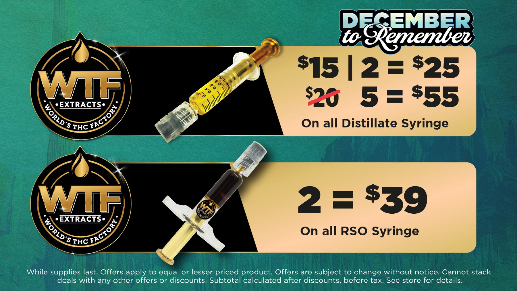 Wildflower Wednesday	Mix and Match 5g of Flower from Same Tier for Price of an Eighth. (Bronze, Silver, Gold, Plainum)