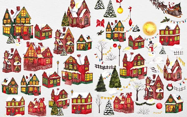 Christmas houses and bells