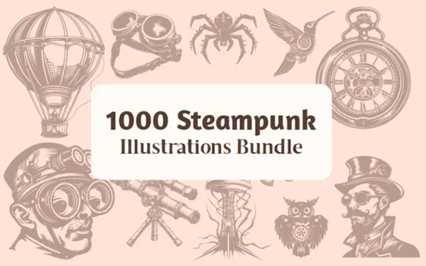 1000 Steampunk Illustrations Bundle