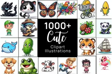 1000+ Cute Clipart Illustrations Bundle