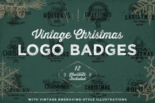 Vintage Christmas Logo Badges Bundle