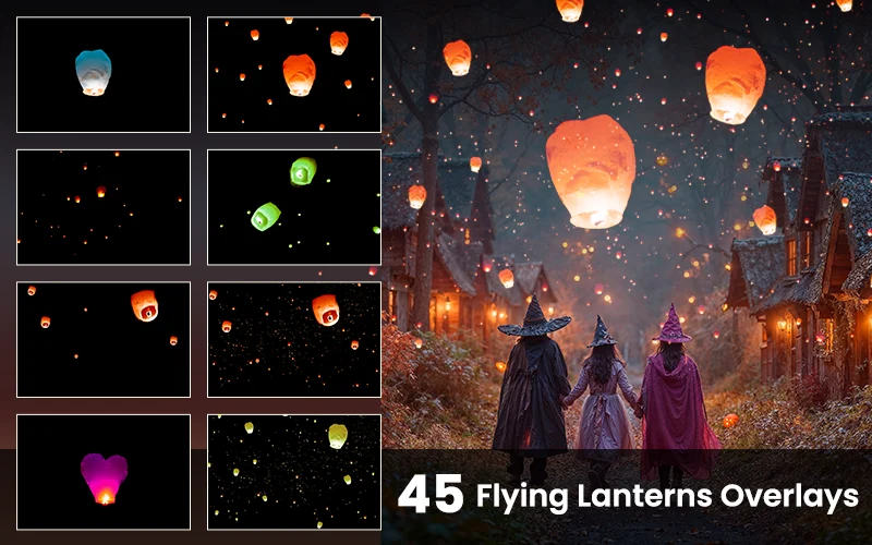 Flying Lanterns Overlay Images included in the bundle.