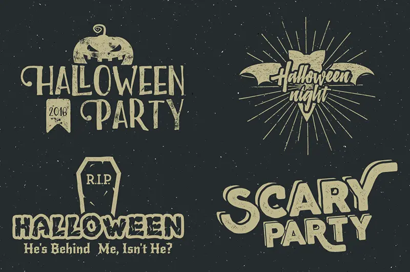 Four scary Halloween Badges Collection
