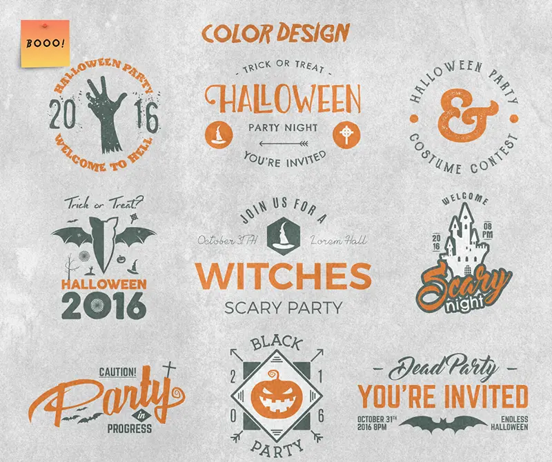 Halloween Badges in color designs