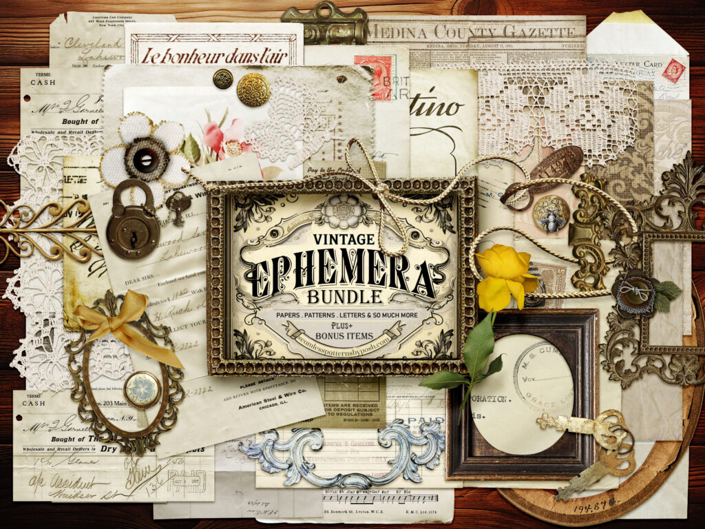 370+ Vintage Ephemera Designs Bundle