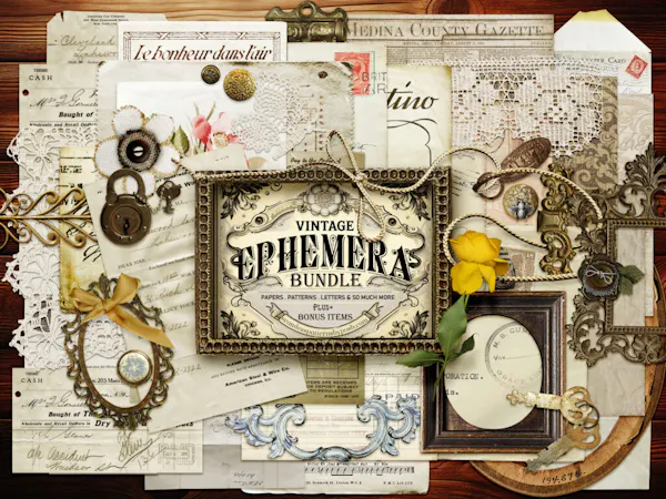 370+ Vintage Ephemera Designs Bundle