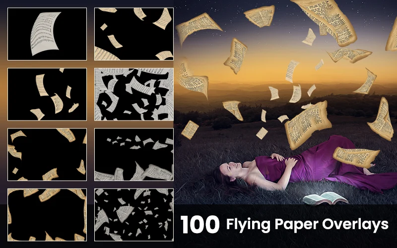 Flying Paper Overlay Images included in the bundle.