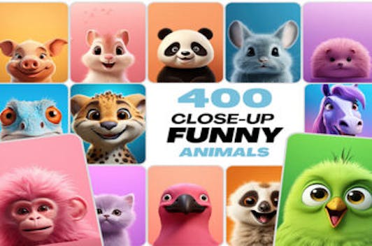400 Minimalistic Animal Close Up Images Bundle