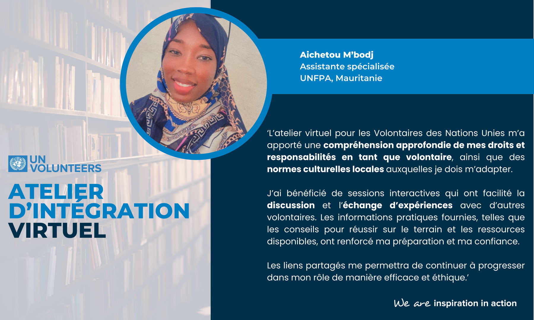 Learning Volunteer Story on Onboarding Workshop. Testimony by Aichetou M’bodj (Specialized Assistant, UNFPA, Mauritania)