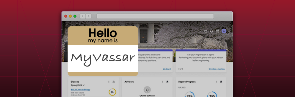 Generic non-Vassar Ellucian Experience home screen for demonstration purposes. "SIS Enhancements First Look" in text above the visual.