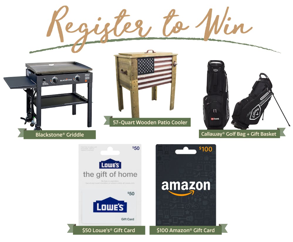 Register to Win one of three great prizes!