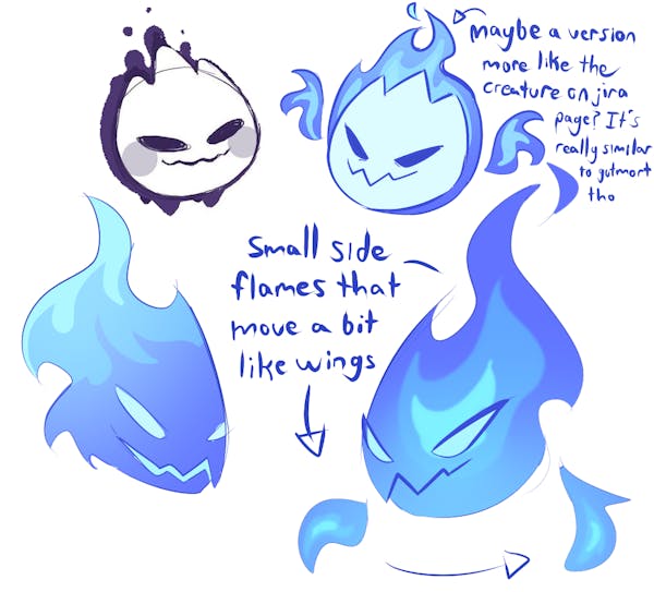 A cute fire-y monster design.