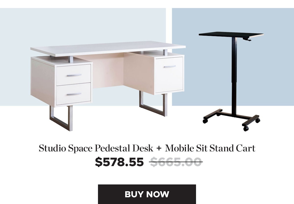 Pedestal Desk & Sit Stand Cart