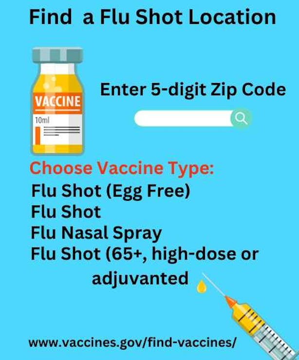 Link to CDC Tool to find a Flu or Covid Vaccine